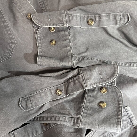 Cabelas Mens Long Sleeve Button-Up Grey Shirt Size L 100% Cotton Workwear Style - Picture 5 of 6